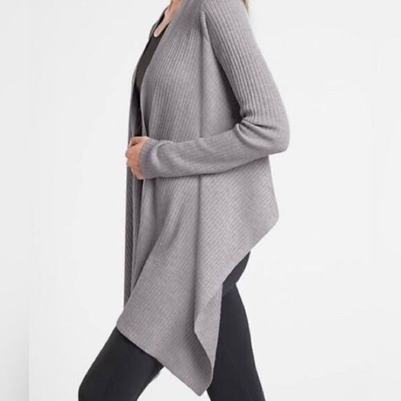 Athleta solstice gray merino wool wrap cardigan - Picture 3 of 6